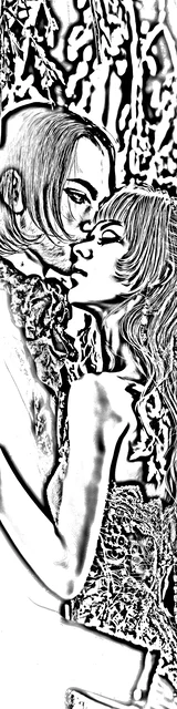 Free colorable bookmarks of a vampire cheek kiss